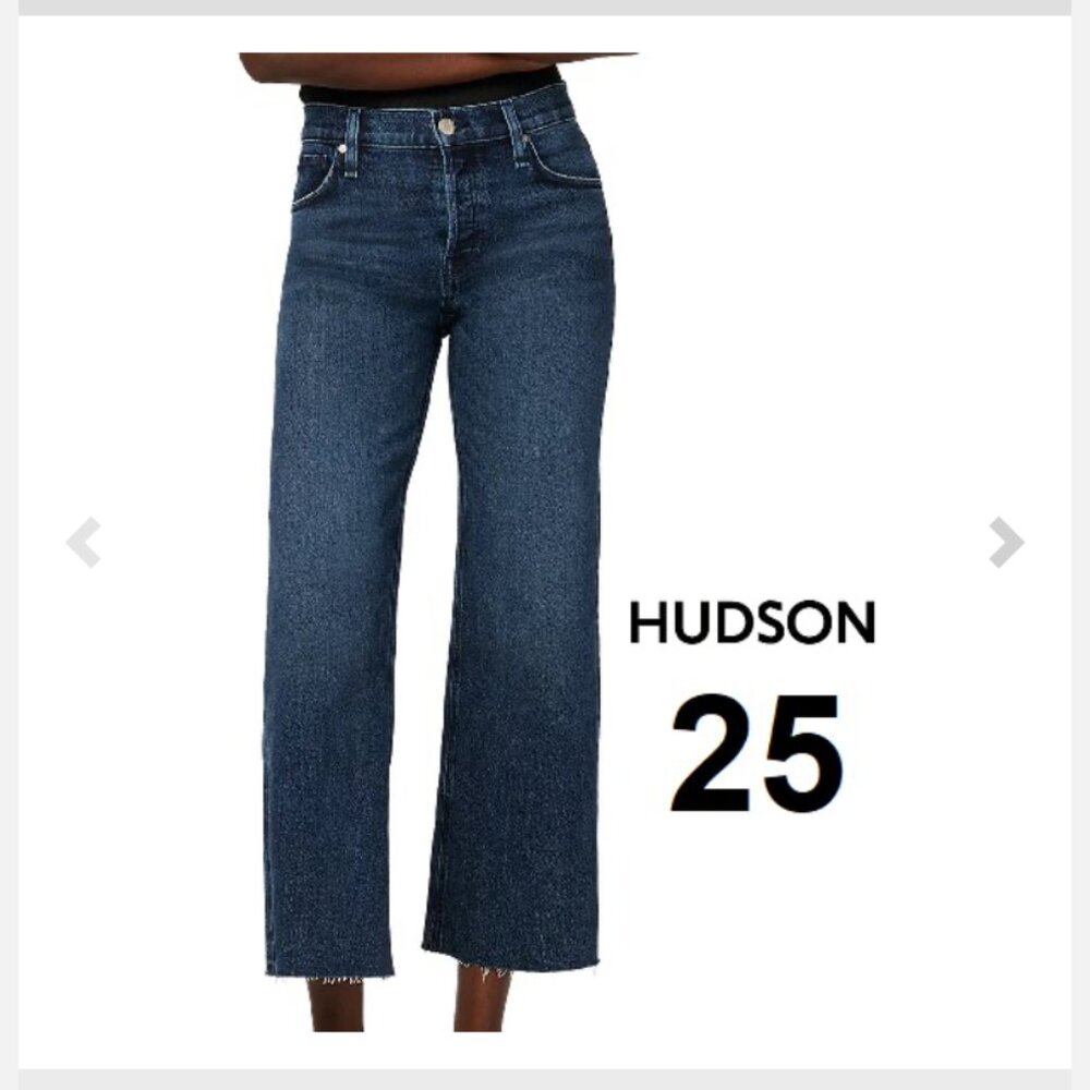 Women's Hudson Rosie High-Rise Wide Leg Crop Lakeside Blue Denim Jeans Size 25